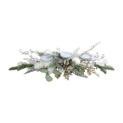 Northlight 24" Mixed Winter Foliage And Berries Pillar Candle Holder