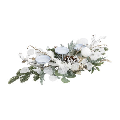 Northlight 24" Mixed Winter Foliage And Berries Pillar Candle Holder