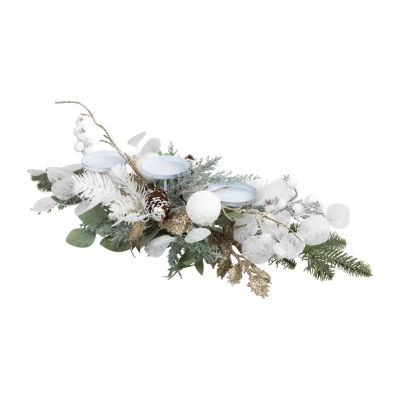 Northlight 24" Mixed Winter Foliage And Berries Pillar Candle Holder