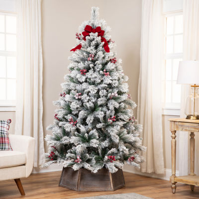 Northlight Full Flocked Fairfield Fir Unlit 6 1/2 Foot Flocked Pine Christmas Tree