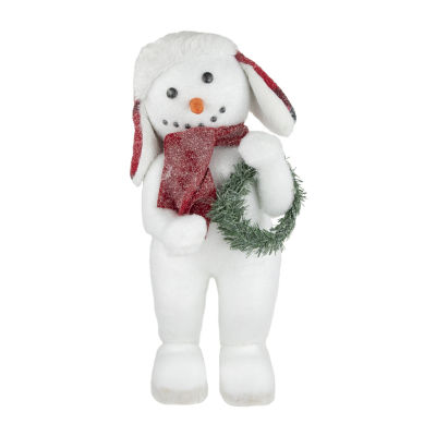 Northlight 16" Frosted Snowman With Wreath Christmas Figurine