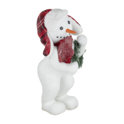 Northlight 16" Frosted Snowman With Wreath Christmas Figurine