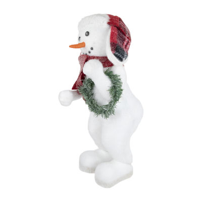 Northlight 16" Frosted Snowman With Wreath Christmas Figurine