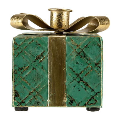 Northlight 5" Metal Gift Box Taper Candle Holder