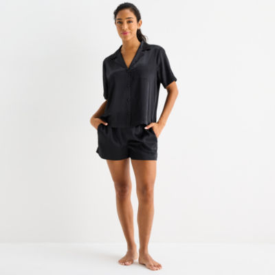 Ambrielle Womens Satin Short Sleeve 2-pc. Pajama Sets
