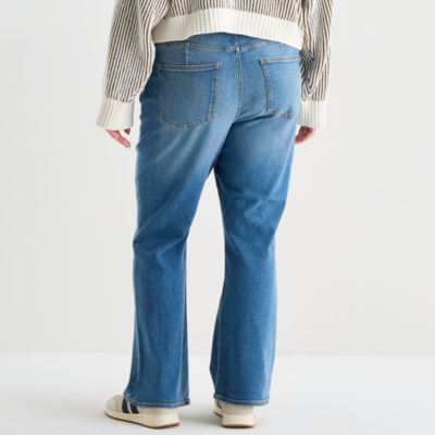 Arizona Curvy Womens Juniors Plus High Rise Bootcut Jean