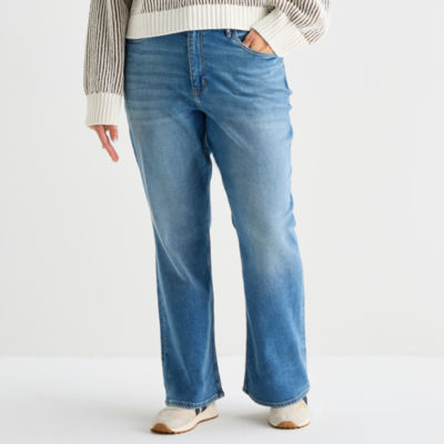 Arizona Curvy Womens Juniors Plus High Rise Bootcut Jean