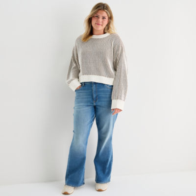 Arizona Curvy Womens Juniors Plus High Rise Bootcut Jean