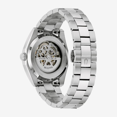 Bulova Surveyor Mens Automatic Silver Tone Stainless Steel Bracelet Watch 96b436