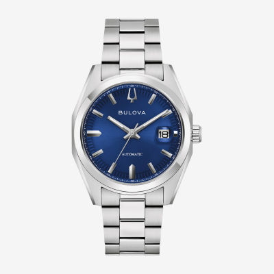 Bulova Surveyor Mens Automatic Silver Tone Stainless Steel Bracelet Watch 96b436