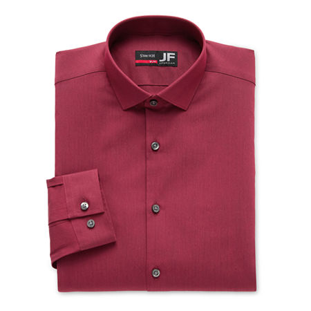 J. Ferrar Trutemp365 Mens Slim Fit Wrinkle Free Long Sleeve Dress Shirt, 17-17.5 34-35, Red