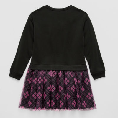 Disney Collection Little & Big Kid Girls Long Sleeve Minnie Mouse Sweatshirt Dress