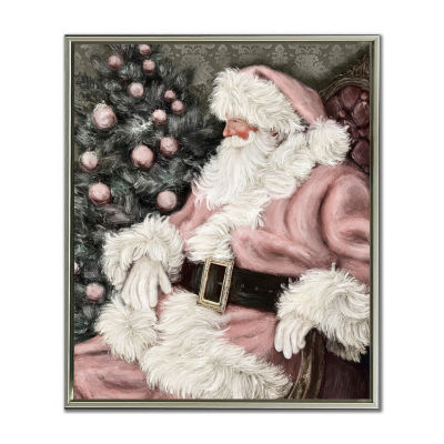 Streamline Art Pink Santa Hand Embellished Canvas Art