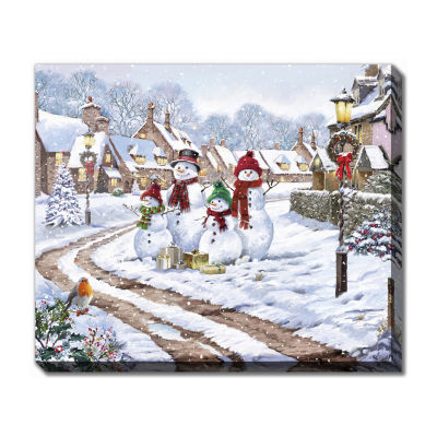 Streamline Art Frosty Family Hand Embellished Canvas Art