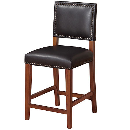 Archer Upholstered Barstool With Back, One Size, Black