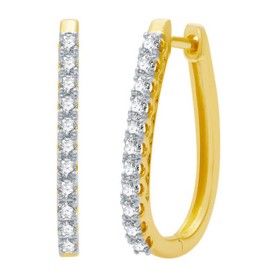 Womens 1/2 CT. T.W. Natural White Diamond 10K Gold 21.5mm Hoop Earrings