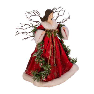 Kurt Adler 14-Inch Fabric Mache Red Angel Christmas Tree Topper