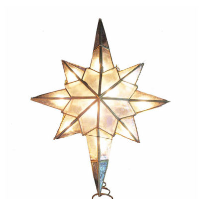 Kurt Adler 10-Light Capiz Star Clear Treetop Christmas Tree Topper