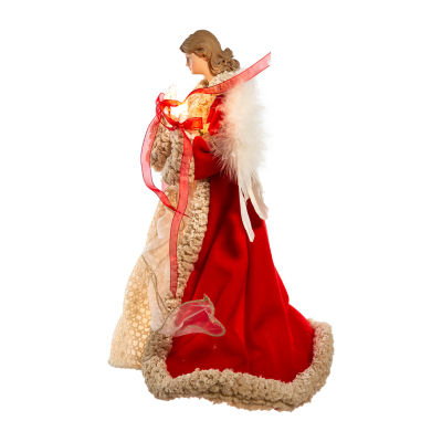 Kurt Adler Ul 10-Light 16-Inch Red And Ivory Angel Treetop Christmas Tree Topper