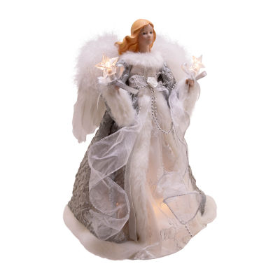 Kurt Adler Ul 10-Light 14-Inch Silver And Gray Angel Tree Topper