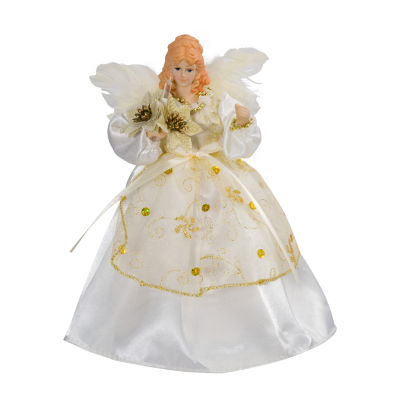 Kurt Adler 10-Light 9-Inch Ivory And Gold Angel Tree Topper