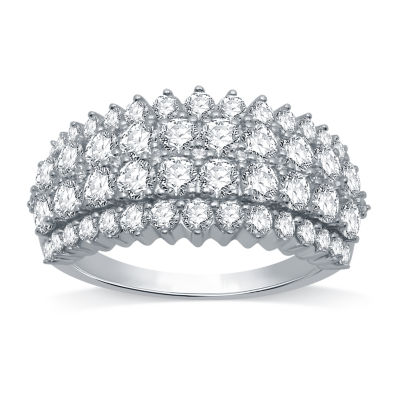 Womens 2 CT. T.W. Natural White Diamond 10K White Gold Band