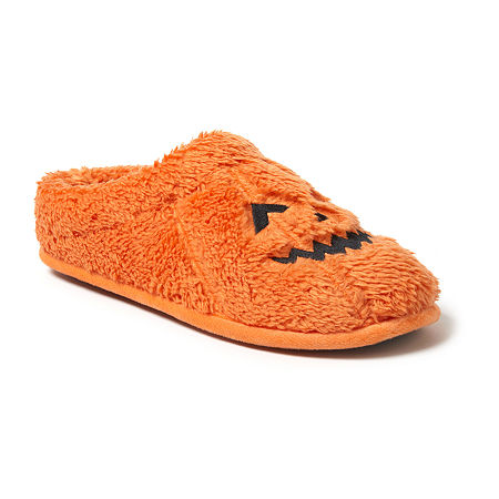 Dearfoams Jack O Lantern Unisex Adult Memory Foam Clog Slippers, Small, Orange