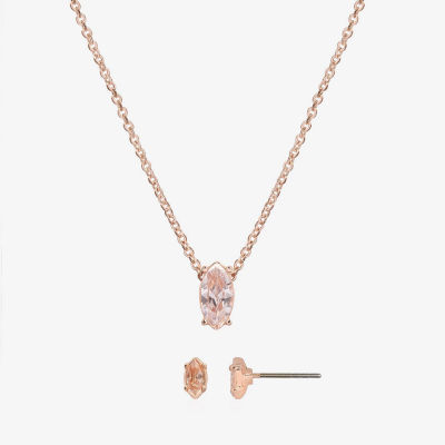 Bijoux Bar Delicates Rose Tone Pendant Necklace & Stud Earring 2-pc. Cubic Zirconia Jewelry Set