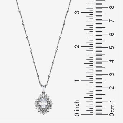 DiamonArt® Womens White Cubic Zirconia Sterling Silver Starburst Pendant Necklace