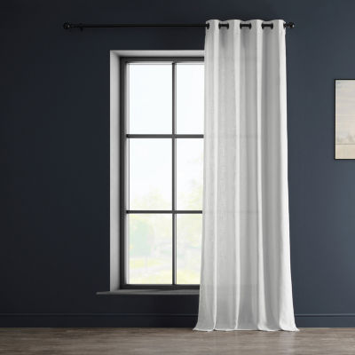 Exclusive Fabrics & Furnishing Heavy Faux Linen Light-Filtering Grommet Top Single Curtain Panel