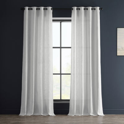 Exclusive Fabrics & Furnishing Heavy Faux Linen Light-Filtering Grommet Top Single Curtain Panel