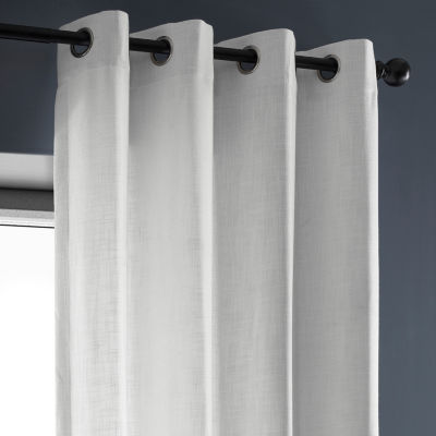 Exclusive Fabrics & Furnishing Heavy Faux Linen Light-Filtering Grommet Top Single Curtain Panel