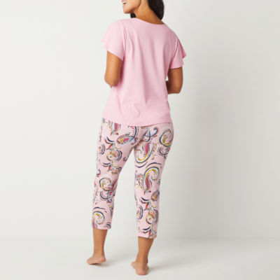 Liz Claiborne Womens Crew Neck Short Sleeve 2-pc. Pajama Sets