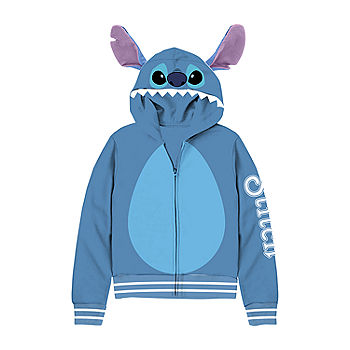 Stitch Costume Hoodie soft and fuzzy zip hood 3D ears kids Large Disney  Store L