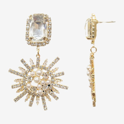 Bijoux Bar Gold Tone Womens Crystal Drop Earrings