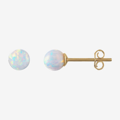 1/2 CT. T.W. Lab Created White Opal 14K Gold Over Silver 5mm Stud Earrings