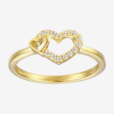 Girls 1/10 CT. T.W. Lab Created White Cubic Zirconia 14K Gold Over Silver Cocktail Ring