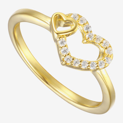 Girls 1/10 CT. Lab Created White Cubic Zirconia 14K Gold Over Silver Cocktail Ring