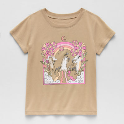 Thereabouts Little & Big Kid Girls Sensory Friendly Round Neck Short Sleeve Adaptive Regular Fit Graphic T-Shirt