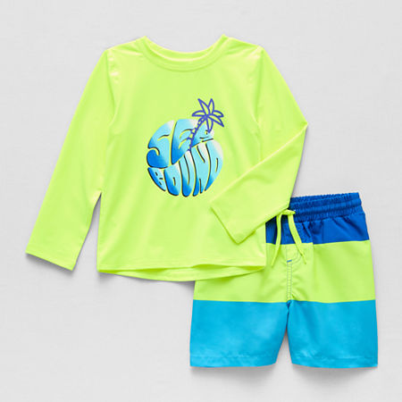 Okie Dokie Toddler & Little Boys Rash Guard Set, 5t, Green
