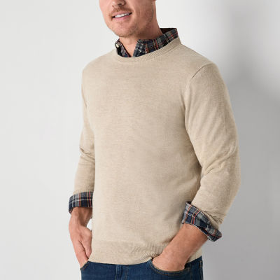 St. John's Bay Fine Gauge Mens Crew Neck Long Sleeve Pullover Sweater