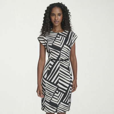 Marc New York Womens Belted Short Sleeve Sheath Dress
