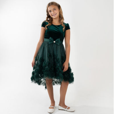 Rare Editions Little & Big Kid Girls Embellished Short Sleeve Cap Sleeve Fit + Flare Dress