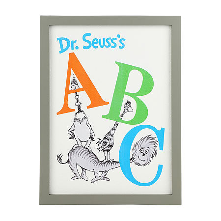 Dr. Seuss Abc Framed Book Cover Replica Gray Wooden Wall Frame In White