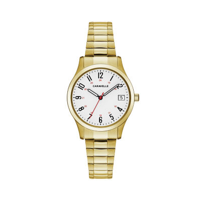 Caravelle Designed By Bulova Womens Gold Tone Stainless Steel Expansion Watch 44m113