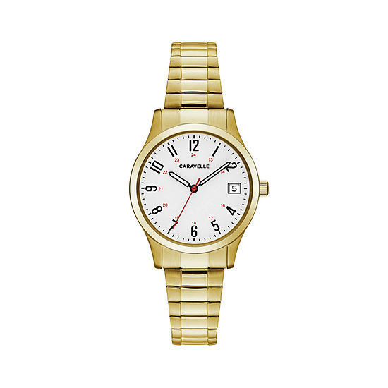 Caravelle Designed By Bulova Womens Gold Tone Stainless Steel Strap Watch 44m113