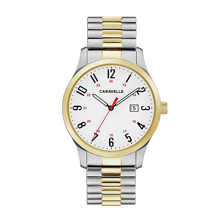 Caravelle Designed By Bulova Mens Two Tone Stainless Steel Bracelet Watch 45b147, One Size -  25502060018