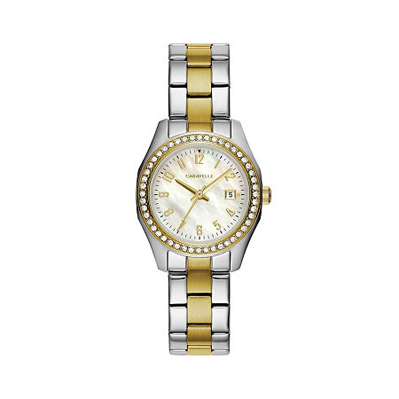 Caravelle Designed By Bulova Womens Crystal Accent Two Tone Stainless Steel Bracelet Watch 45m113, One Size -  25502120018