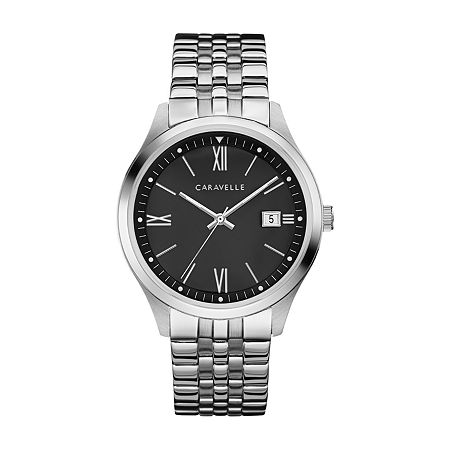 Caravelle Designed By Bulova Mens Silver Tone Stainless Steel Bracelet Watch 43b158, One Size -  25502410018