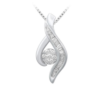 Diamond Blossom Womens 1/4 CT. T.W. Mined White Diamond 10K Gold Pendant Necklace